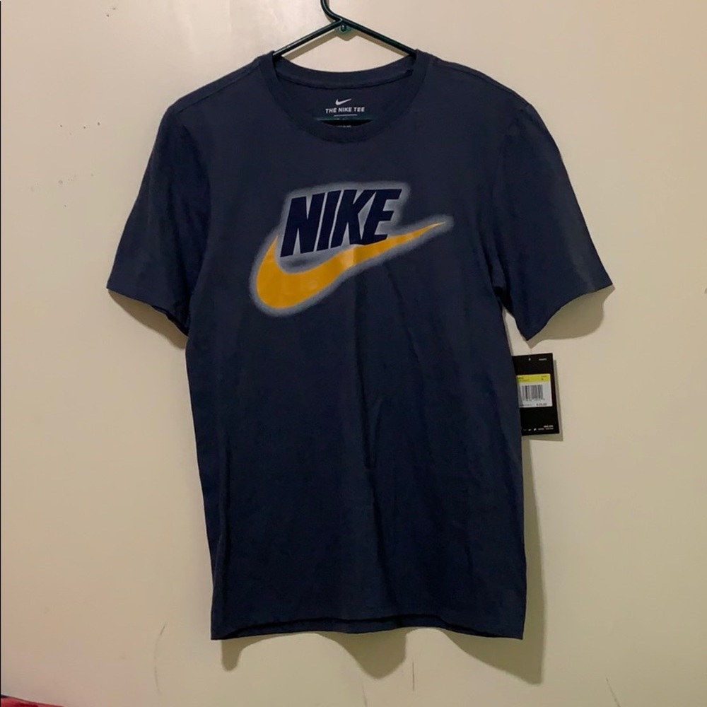 NIKE Men’s T-Shirt - Nike Logo with Yellow Check - Picture 2 of 7